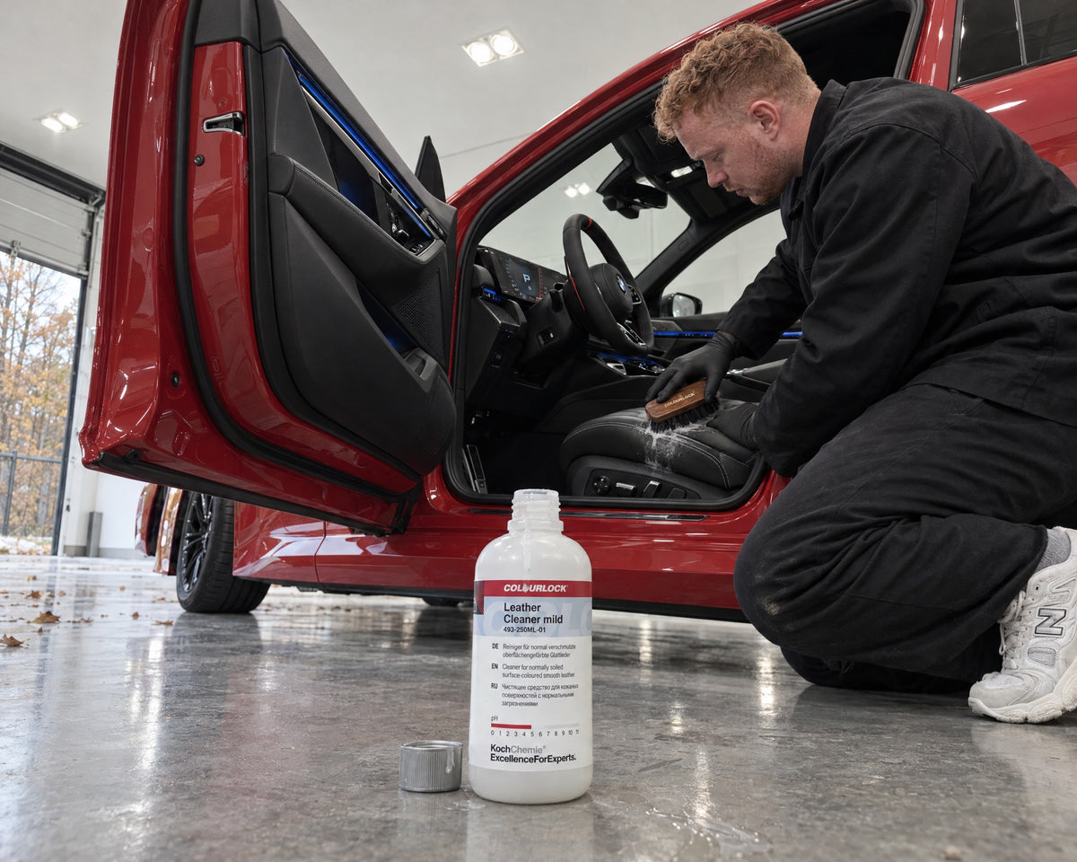 Detailing1 Hero: środek do skóry — czyszczenie gładkiej skóry w BMW z COLOURLOCK Leather Cleaner Mild (Desktop)