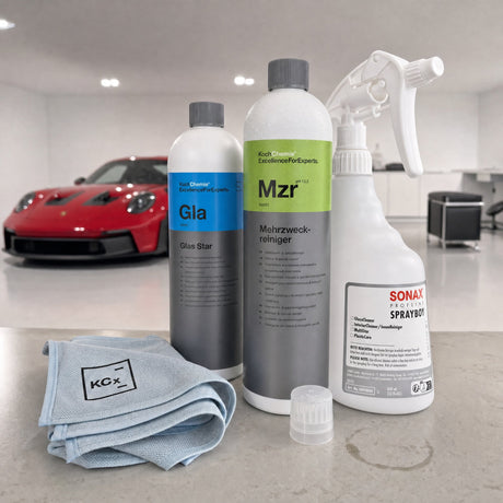Detailing1 Auto-Reinigungsset "Innenraum" — Koch-Chemie Mehrzweckreiniger „Mzr“ 1 Liter + Dosing Cap + Koch-Chemie Glas Star