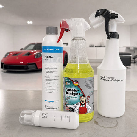 Detailing1 Auto-Reinigungsset "Innenraum" — TUGA Chemie Teufels-Reiniger® 1 Liter + COLOURLOCK „Pol Star“ 1 Liter + Foamer Bo