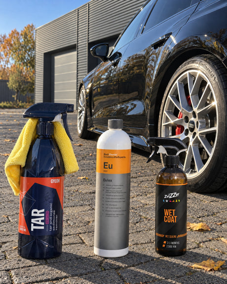Detailing1 zestaw na żywicę — GYEON Q²M Tar, Koch-Chemie Eulex "Eu" i ZviZZer Wet Coat przed Audi RS 5