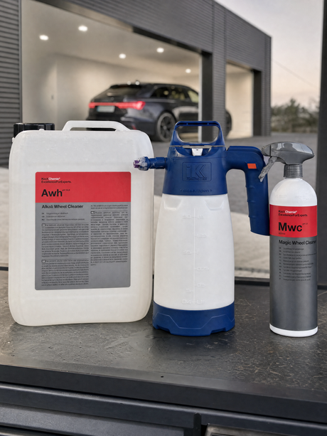 Koch-Chemie Alkali Wheel Cleaner Awh mit iK Foam Pro 2 Alk und Magic Wheel Cleaner Mwc im 1-2-Punch-Lineup