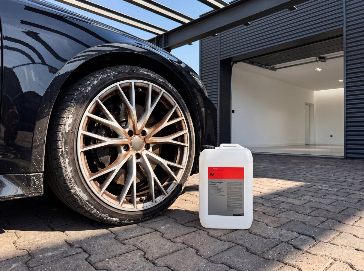 Koch-Chemie Felgenreiniger extrem "Fe" — Felgenreiniger (Sauer) Werkstatt-Szene mit Audi RS6